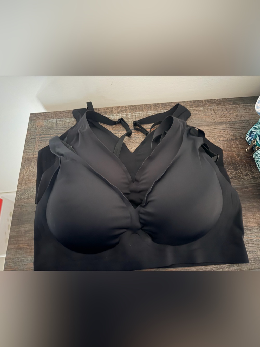 3 Black Seamless Padded Jelly Bra - Smooth Support